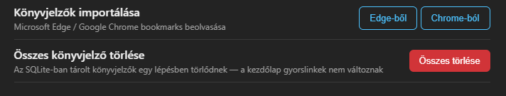 Könyvjelző import a KUPAK böngészőben